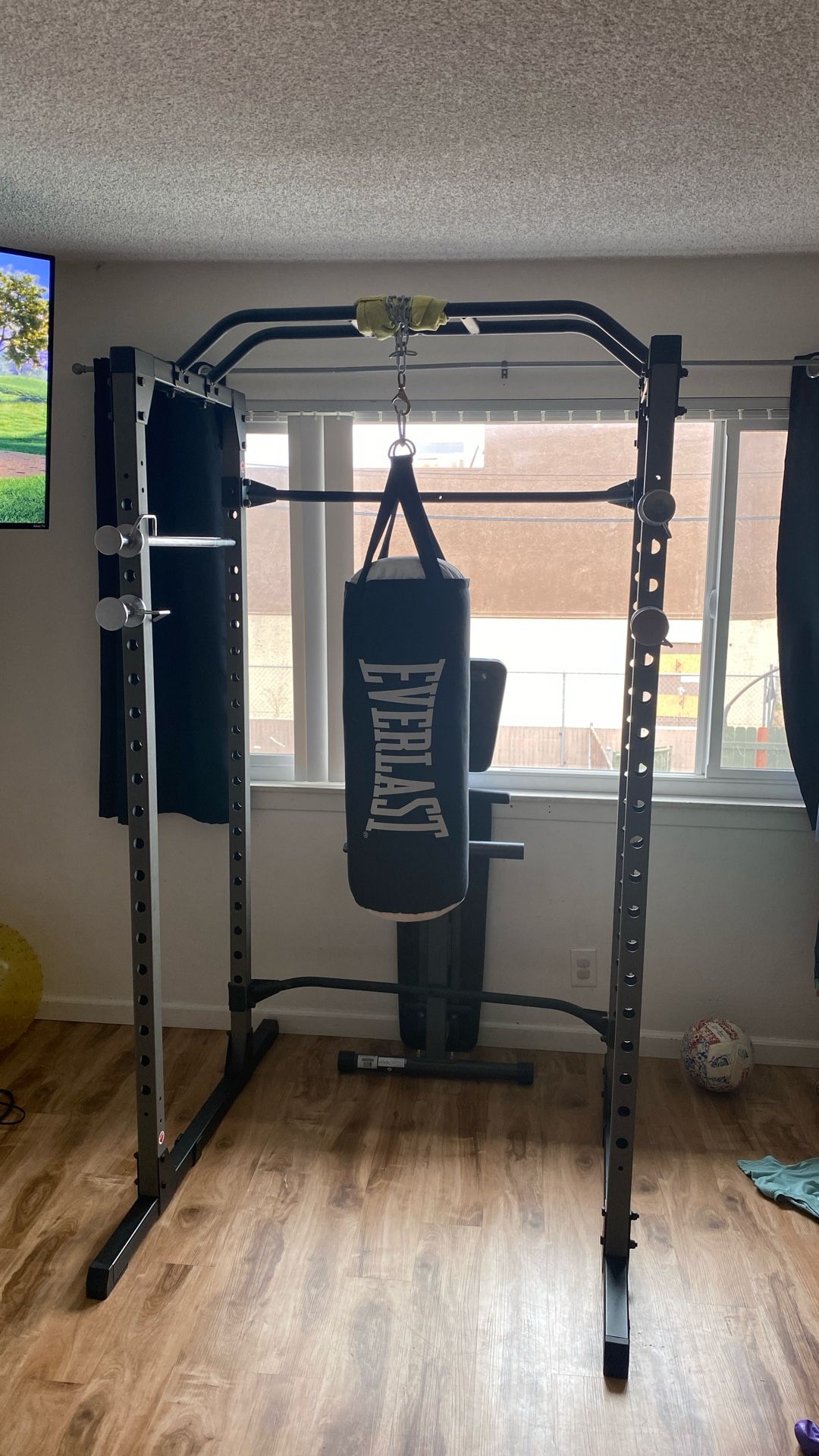 Fitness Reality Power Rack & Bench With Punching Bag Pristine Condition