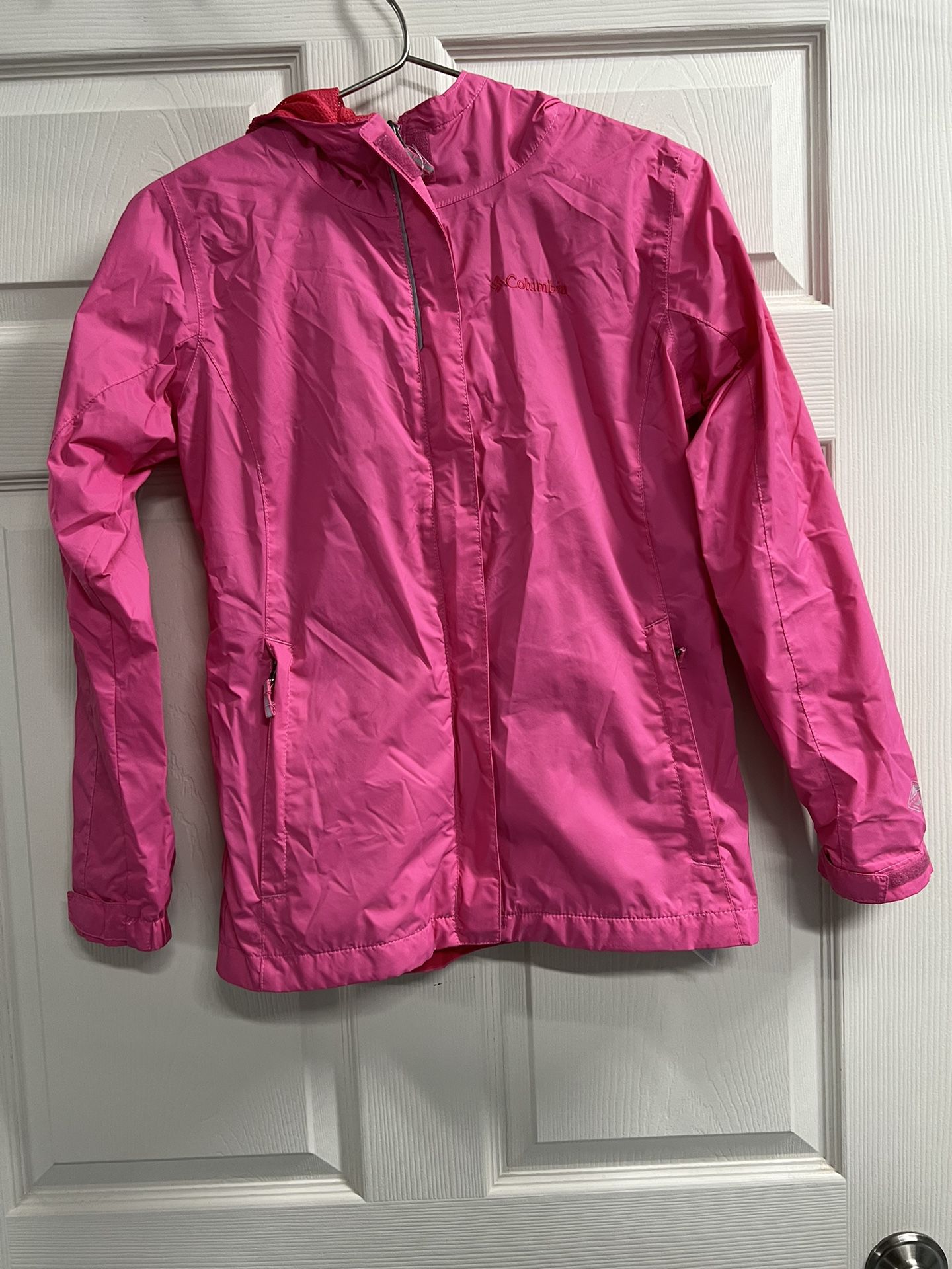 Columbia Girls Large Pink Omni-Tech Waterproof Breathable Rain Wind Jacket VGUC