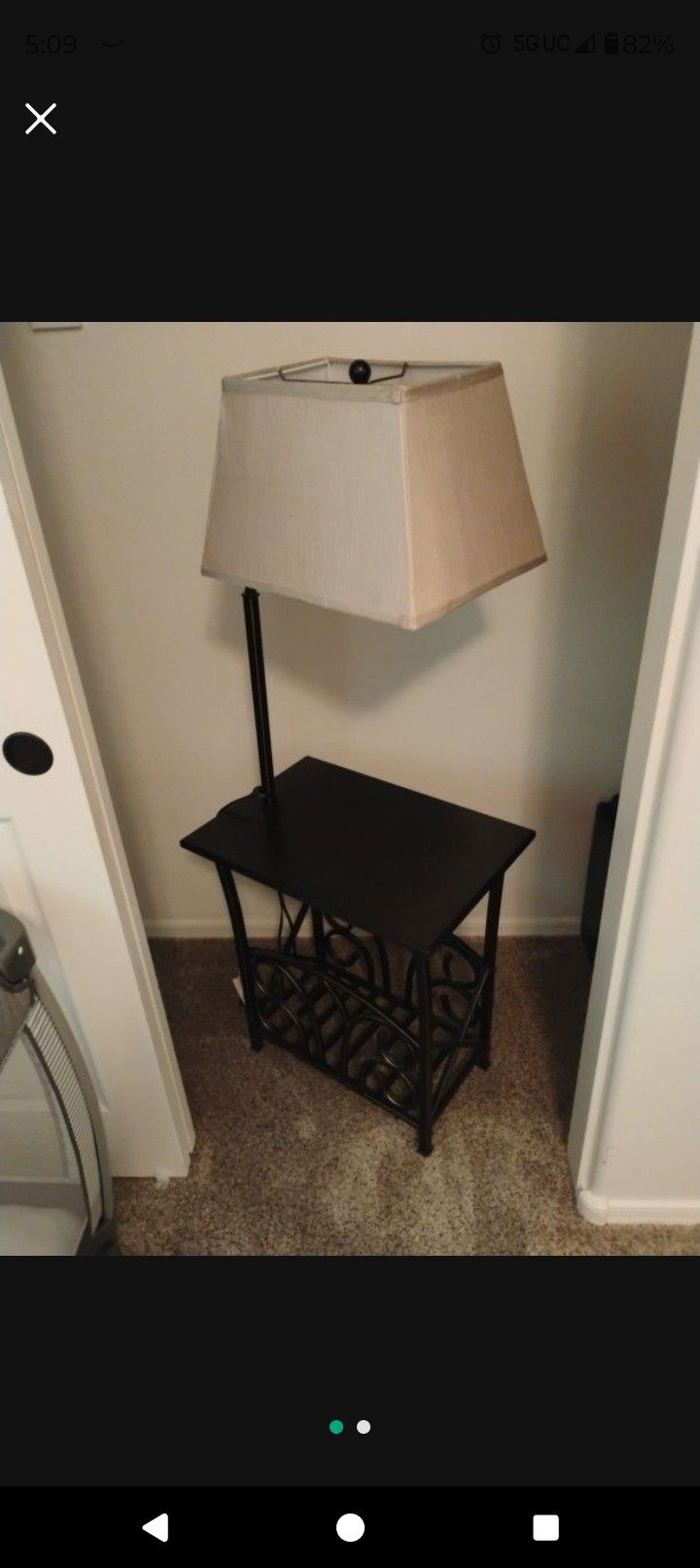 Side Table With Lamp And Book Rack
