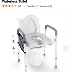 Raised Toilet Seat 7-Position Height Adjustment 19.3 - 25.2 in. 350 lbs. Weight Capacity Non- Electric Waterless Toilet