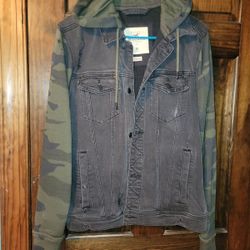 Men's Large Hollister Jacket Flex Denim Army Camouflage Large 