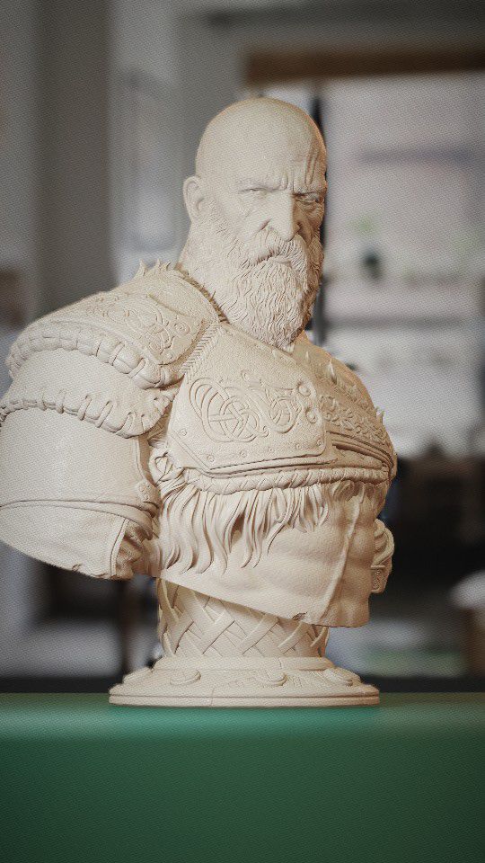 Kratos GOW God Of War Statue Bust Playstation Marvel Dc Comics Comic book Fan Art
