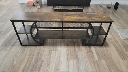 TV stand and shelving with metal framing