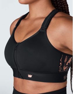 NWT SHEFIT FLEX Black Sports Bra Size 3Luxe Comfortable Supportive Fit