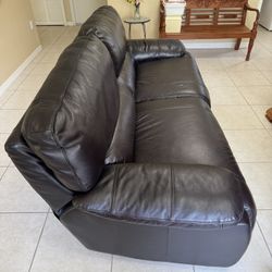 Brown Leather Power Recliner Sofa- Mint Condition