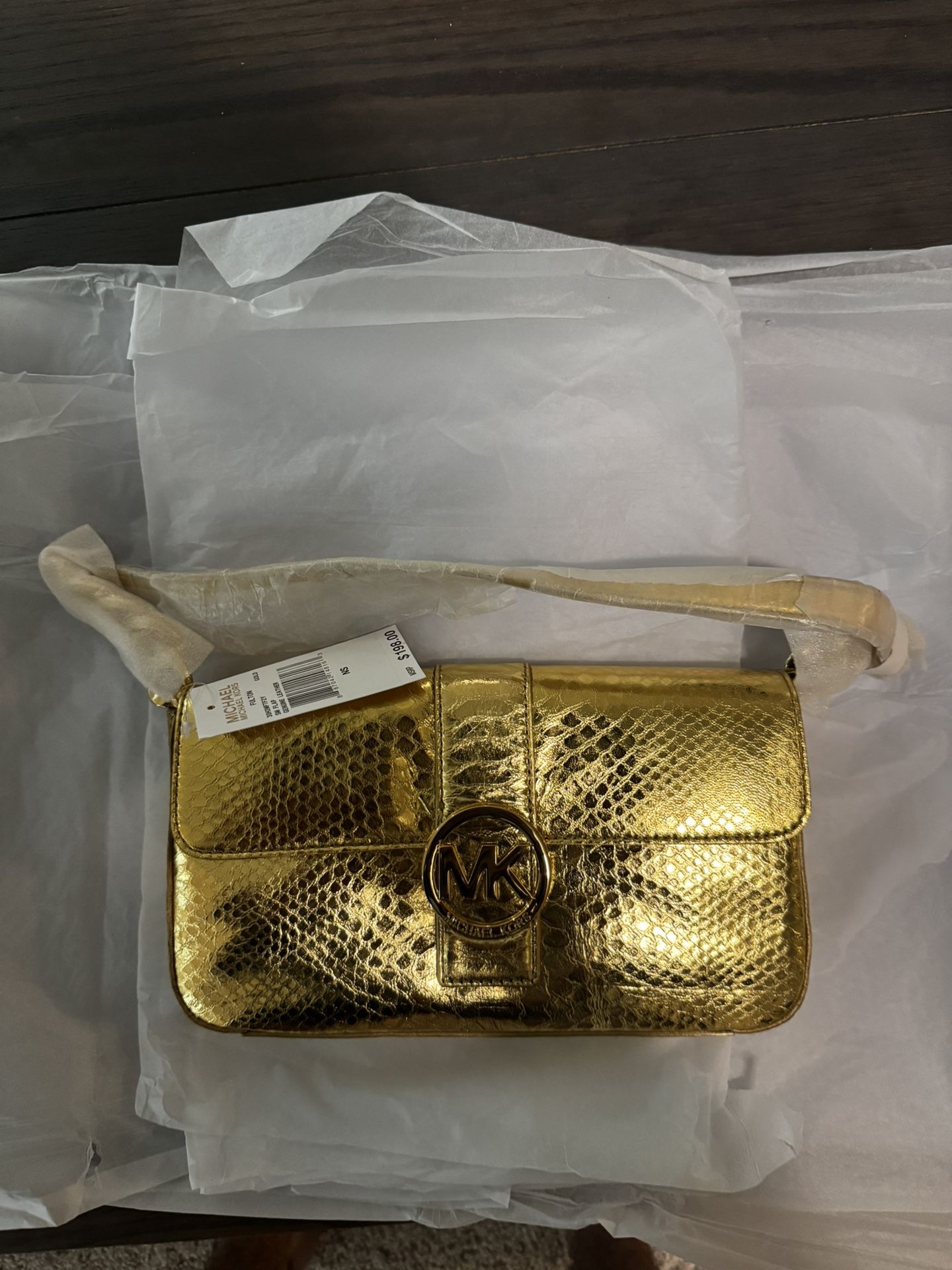 Gold Michael Kors Fulton Leather Handbag
