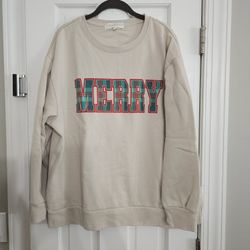 ​🎄 Cozy State of Mine "MERRY" Plaid Holiday Sweatshirt XXL *Pick-up In Great Bridge* 