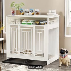43.3-inch Heavy-Duty Dog Crate / Cage Furniture (White) - Super Well Build And Great Quality