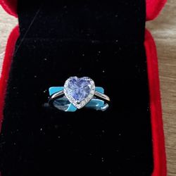 Tanzanite and Moissanite Diamonds Ring 