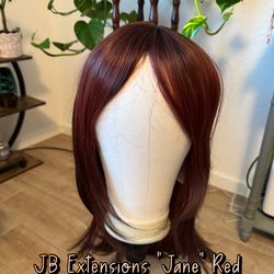 Synthetic red long wig