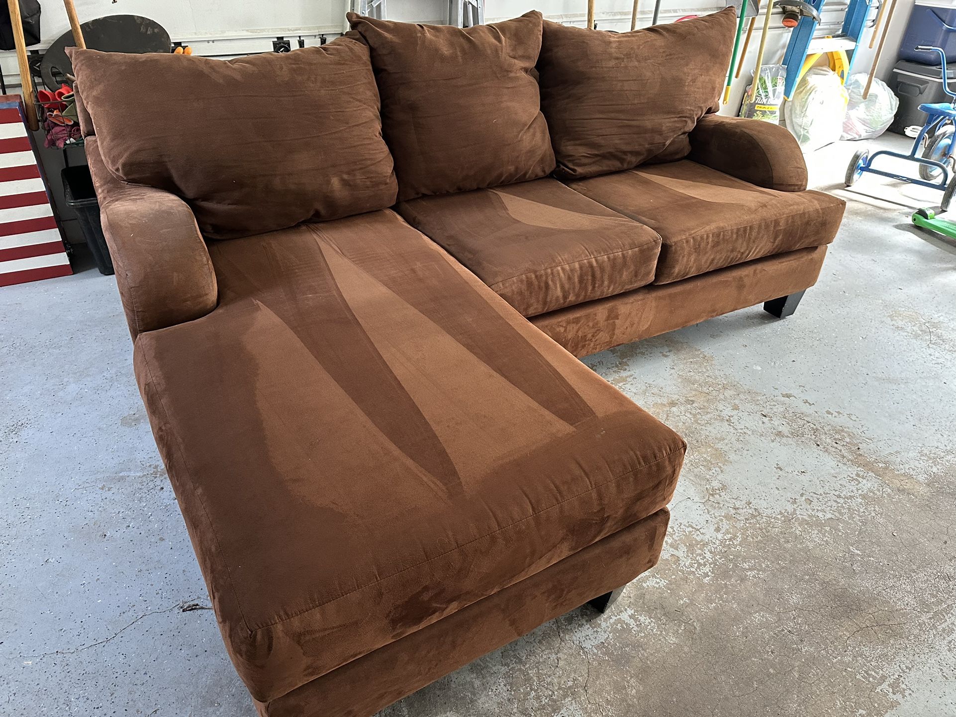 Brown chaise reversible sofa
