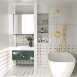Shower System with Tub Spout, Tub Shower Faucet Set with High Pressure 10" Rain Shower head (C)