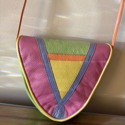 DRAMATIC PRICE DROP: CUSTOM-MADE By NJ LEATHERSMITH NEVER USED PREMIUM COLORFUL LEATHER/LEATHER-LINED BAG