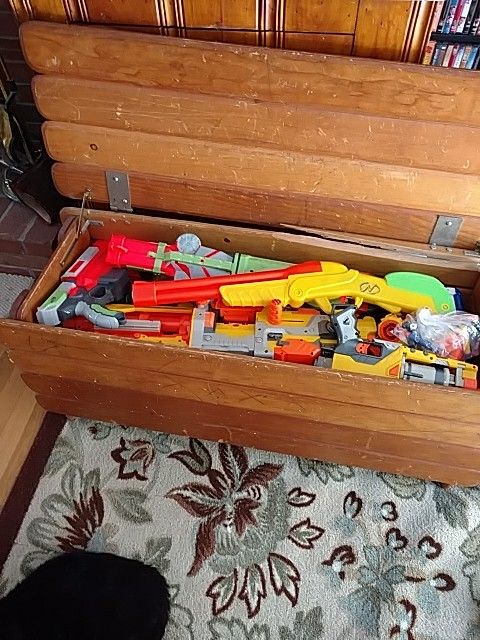 Huge toy box of nerf guns