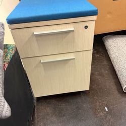 Light wood and Blue peds / filing cabinets