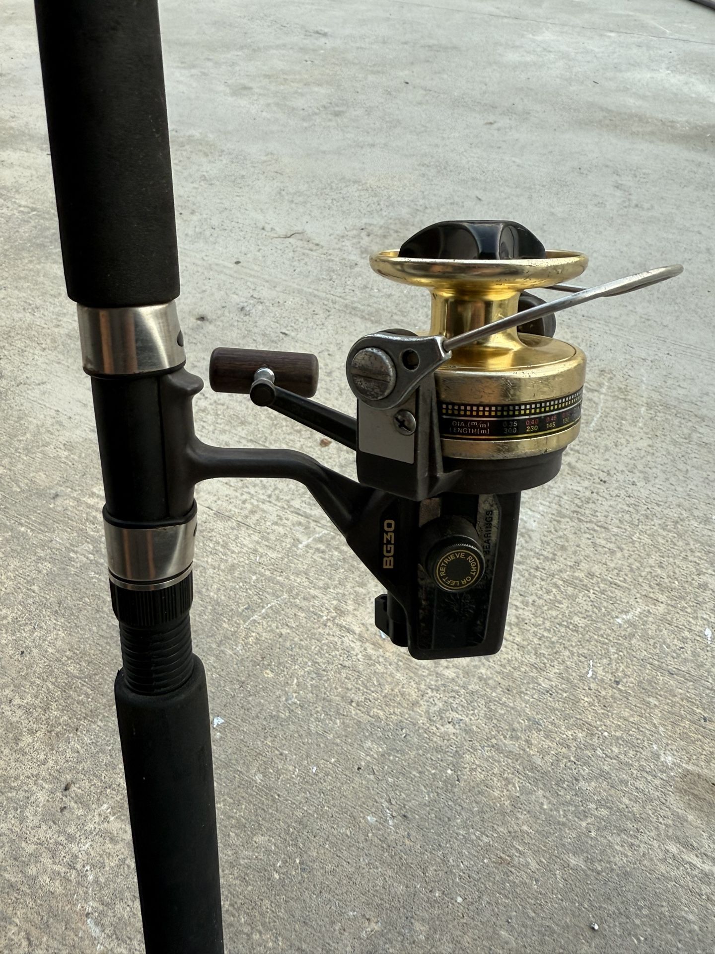 Daiwa BG30 spinner on 7’ Shakespeare Contender #45