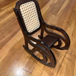 Vintage DOLL Bentwood Rocker Rocking Chair Cane Back American Girl 18”