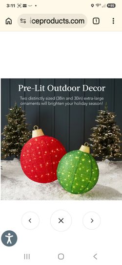 2pc Lighted Pop-Up Christmas Ornaments Decoration w/ 180 LED Lights, Stand
