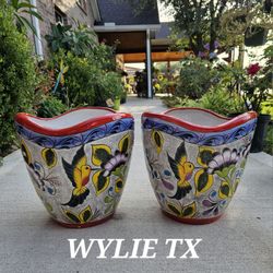 Talavera Tulip Clay Pots, Planters. Plants.Pottery $55 Cada Una