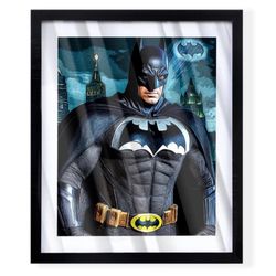 Batman with bat signal custom art piece on black frame