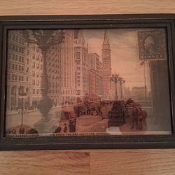 Framed Glass Postcard Image of Michigan Avenue,  Chicago