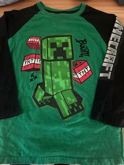 Minecraft Creeper Kids Long Sleeve Shirt 7-8