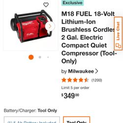 Milwaukee M18 Fuel Cordless Quiet Compressor