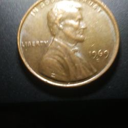 1969 D  Cent Error Coin IB From The Word Liberty  On Sleeve 