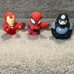 Marvel Spidey  Spiderman Rhino Ironman Finger puppet Figure Lot
