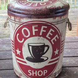 Vintage style coffee shop storage ottoman