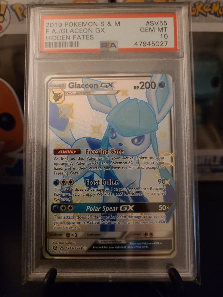 2019 Pokemon Sun & Moon Full Art Glaceon GX Hidden Fates SV55 PSA 10