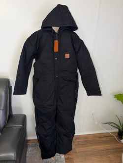 Black Insulated Hooded Coverall with Tags
