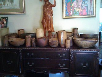 Antique 1940-60 17 PC African Wood Vessel Collection Pokot Tutsi Tuareg Turkana Fulani