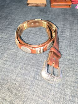 Tony Lama Cutting Champ Western Concho Leather Belt 38 Brown Silver 9117L Cowboy