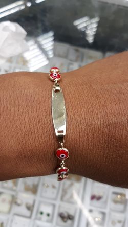 14k gold eye bracelet for baby 6 inch long