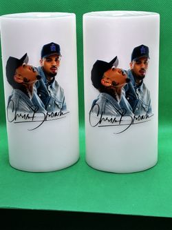 Chris brown candle set. Two pillar candles