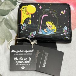 Loungefly Disney Alice In Wonderland Glow-In-The-Dark Characters Mini Zipper Wallet