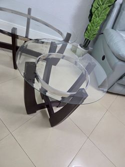 3-Piece Round Glass Top Coffee Table Set
