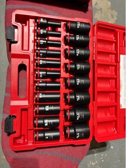 Milwaukee SHOCKWAVE 1/2 in. Drive SAE 6 Point Impact Socket Set (19- Piece)