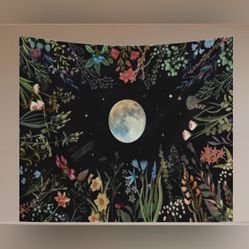 Moonlit Garden Floral Tapestry