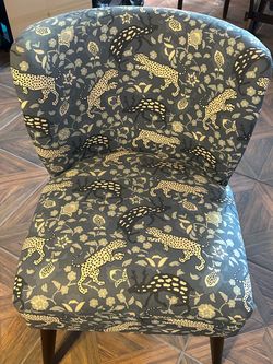 Upholstered Accent Chair with Cheetah Print Fabric