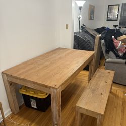 Wood Dining Room Table And Bench 