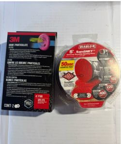 DIABLO 5 in. Sand Demon Assorted Discs (50-Pack) and 3M P100 Particulate Filters (2-Pairs)