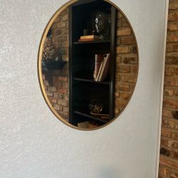 Round Gold Framed Mirror