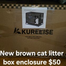 New Brown Cat Litter Box Enclosure