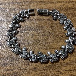 Sterling Silver And Marcasite Cat Bracelet 