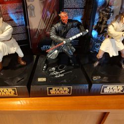 FREE Delivery All Three Star Wars Episode I Think Away Action Banks Plus Ray Park's Autograph (Darth Maul)