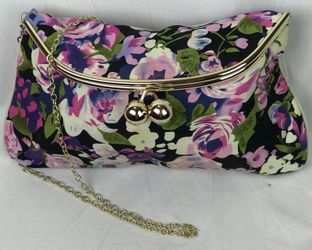 Aldo Multicolor clutch purse handbag beautiful floral colors with gold hardware