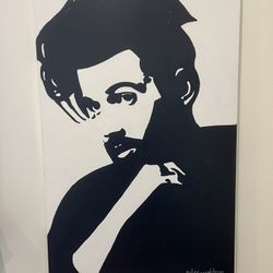 Original Black & White Minimalist Portrait – Large Signed Canvas 24x36 (2020)