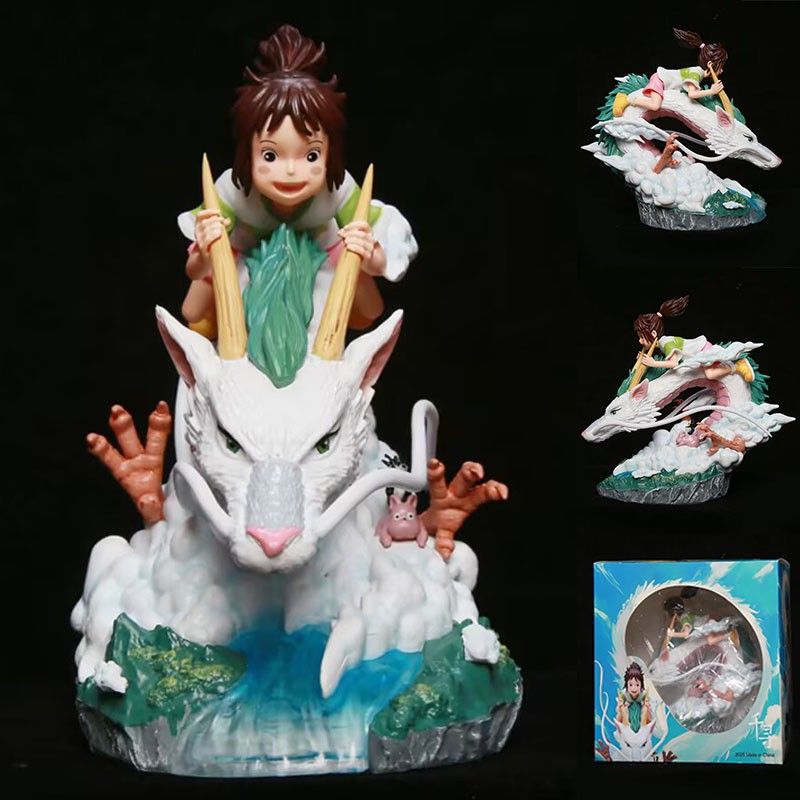 Spirited Away Chihiro and Haku figure featuring a detailed design of Chihiro riding the white dragon